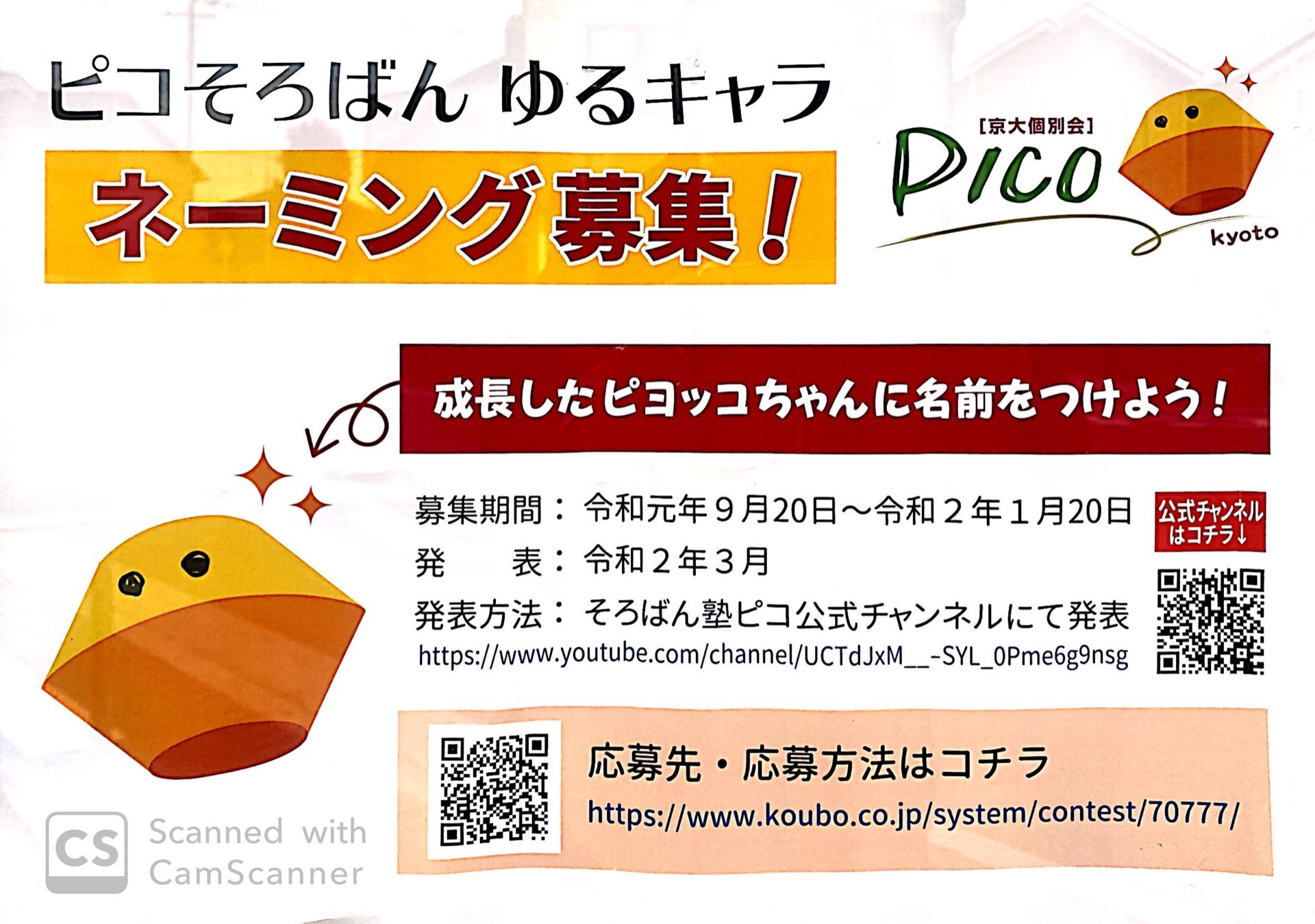 ピコそろばん　ゆるキャラネーミング