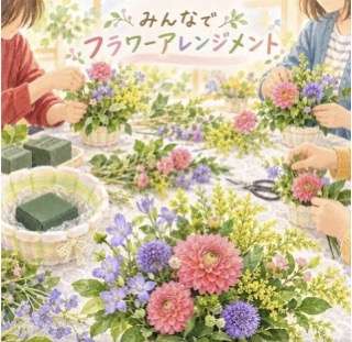 みんなで不ラワーアレンジメントを楽しみました🎶
